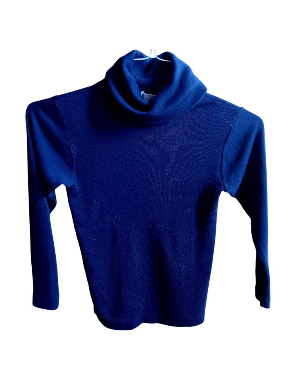 True Vintage Small Turtleneck Sweater 1970's Single Stitch Erika Navy Blue